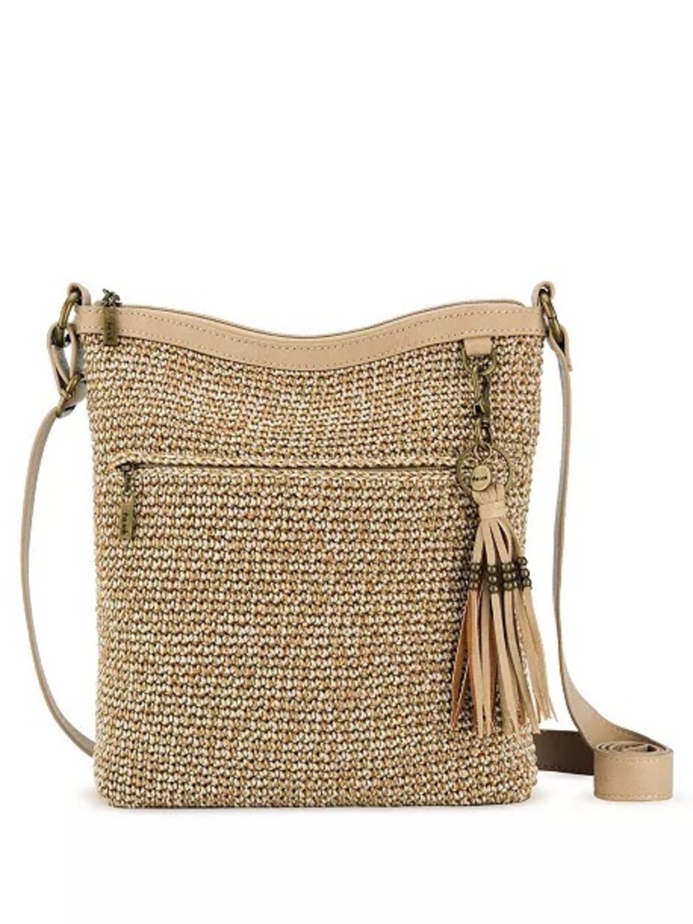 The Sak Beige Woven Tassel Crossbody